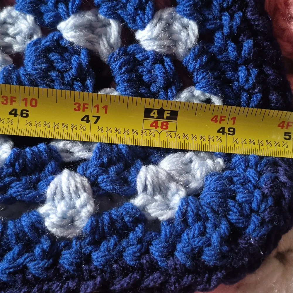 Handmade Lap Afghan Blues And Gray 50" X 36" New And Never Used Comfy Warm Gift - Picture 3 of 6